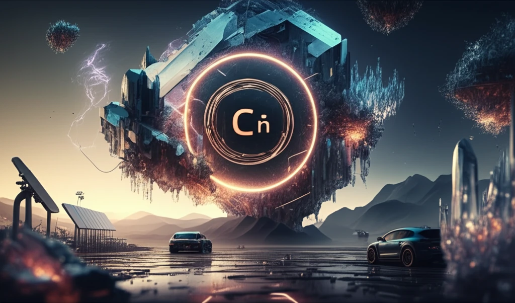 Surreal digital illustration of copper ions energizing a battery's crystal lattice.