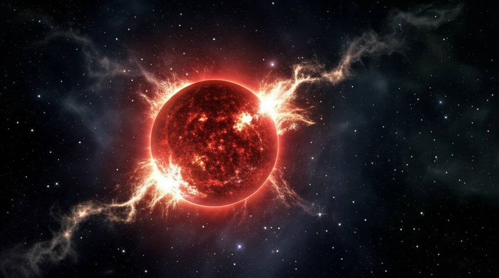 Surreal illustration of a pulsating red giant star in the Galactic bulge.