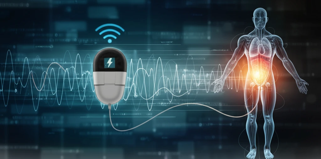 Futuristic pacemaker wirelessly charging.