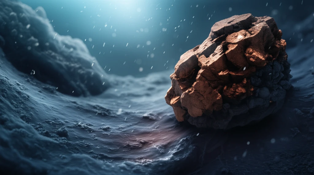 Microscopic view of nanosized hematite particles forming on basaltic glass.