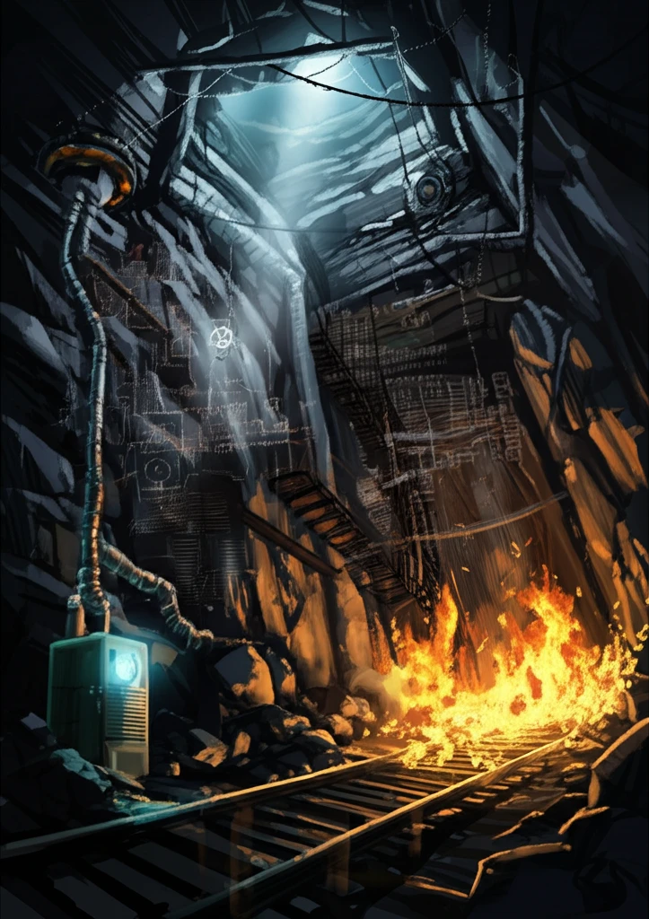 Glowing coal seam in a mine, symbolizing spontaneous combustion risk.