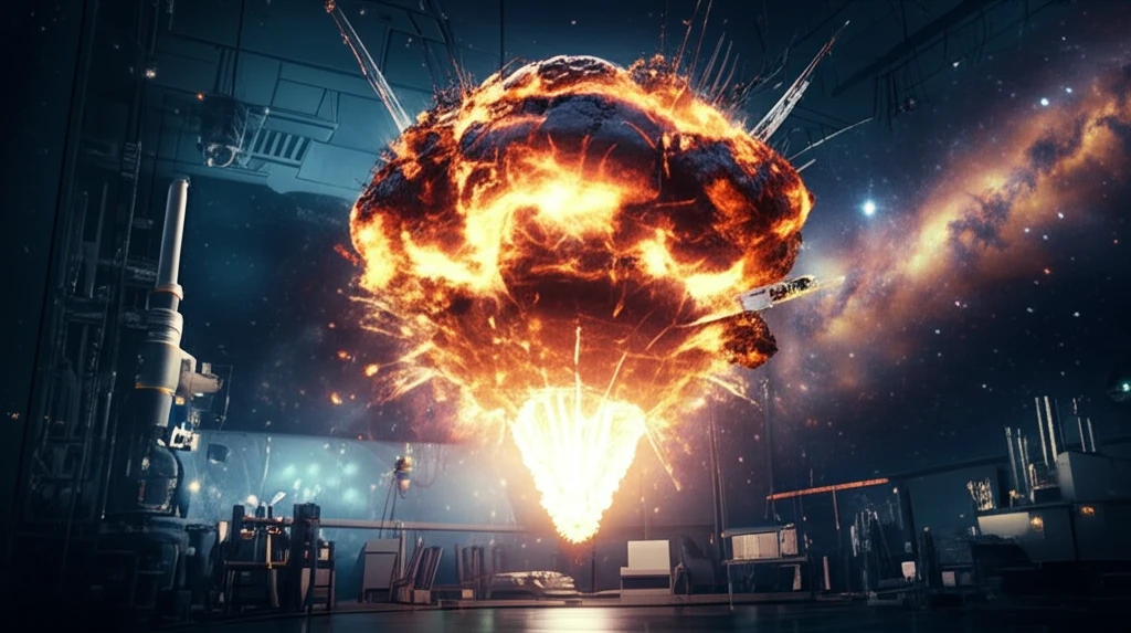 Controlled explosion within crystal structure, symbolizing z-TACOT's energy.