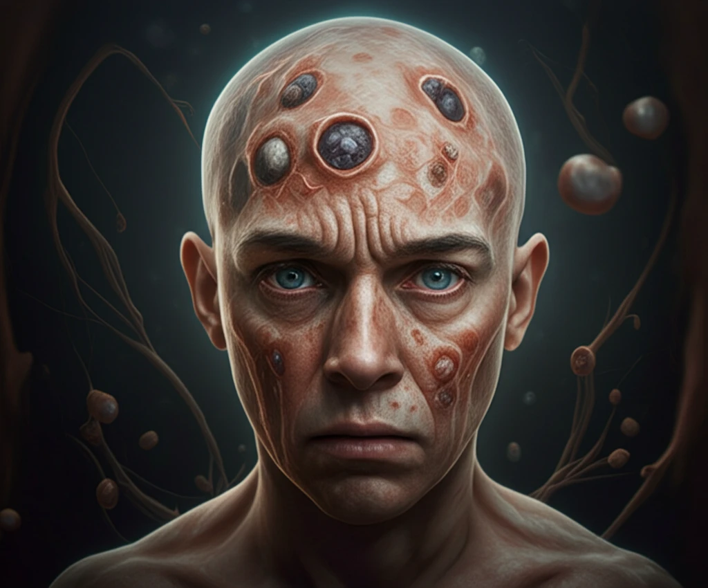 Surreal illustration of the link between depression and melanoma.