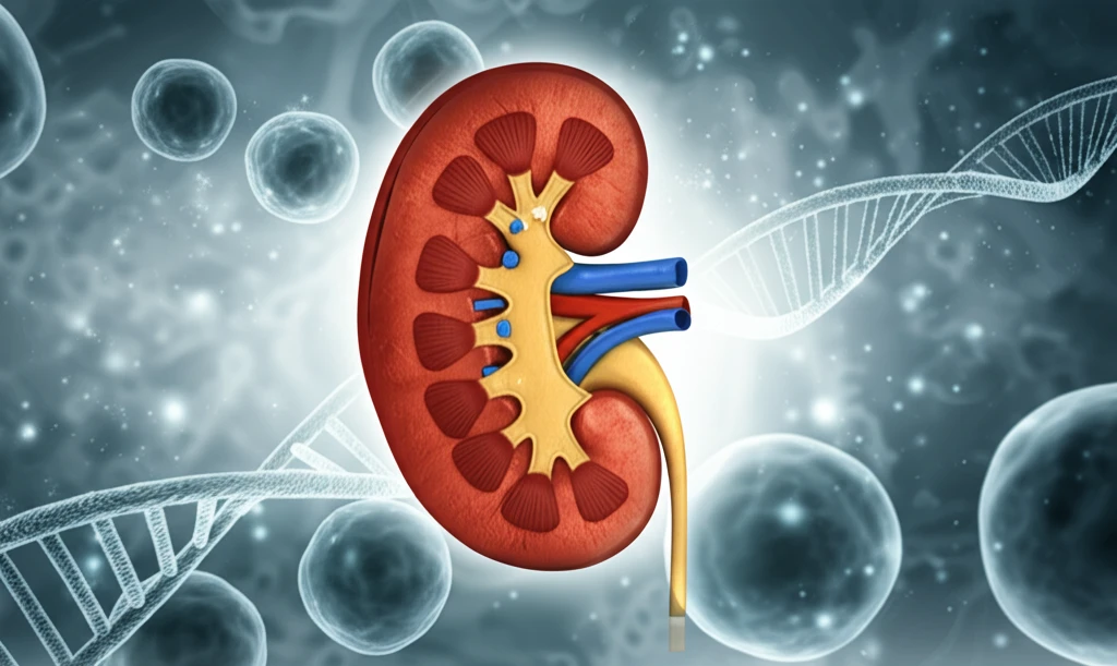 Illustration of healthy kidney with protective cells