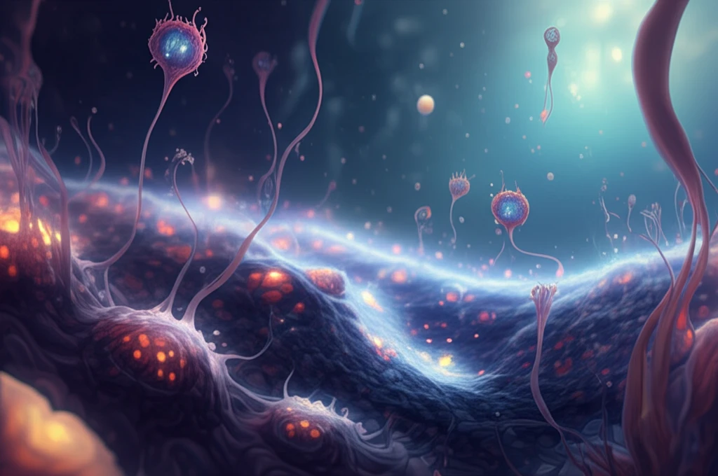 Network of migrating cells in the uterus, interconnected by TGF-β1 signaling pathways.