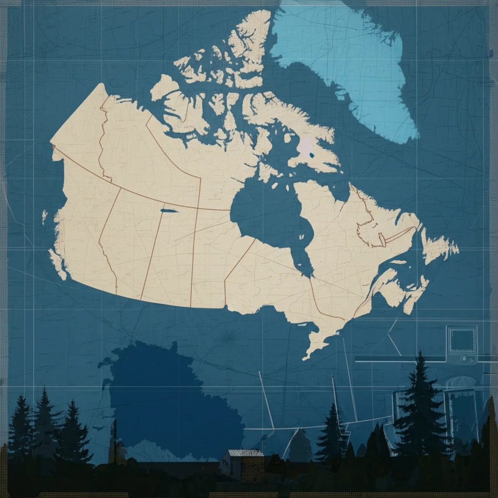 Canadian landscape merging into a detailed map