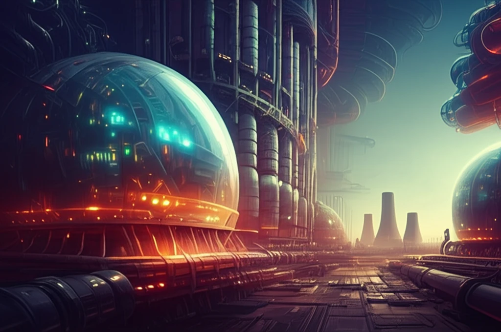 Futuristic membrane carbon capture facility.