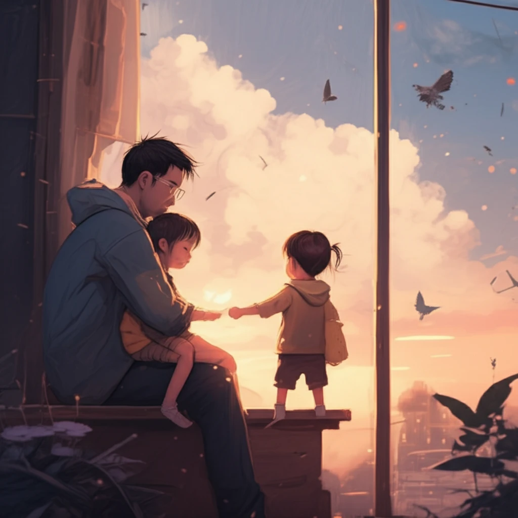 Parents and children working together and having free time
