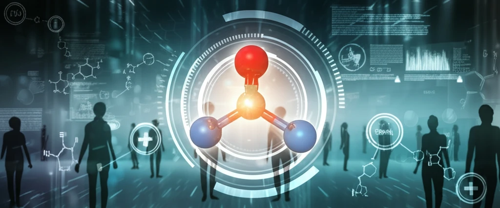 Futuristic illustration of glutathione molecule with biosensor network.