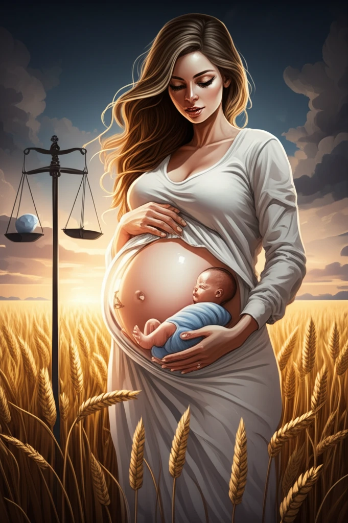 Illustration of a pregnant woman symbolizing the choice between cesarean and natural birth.