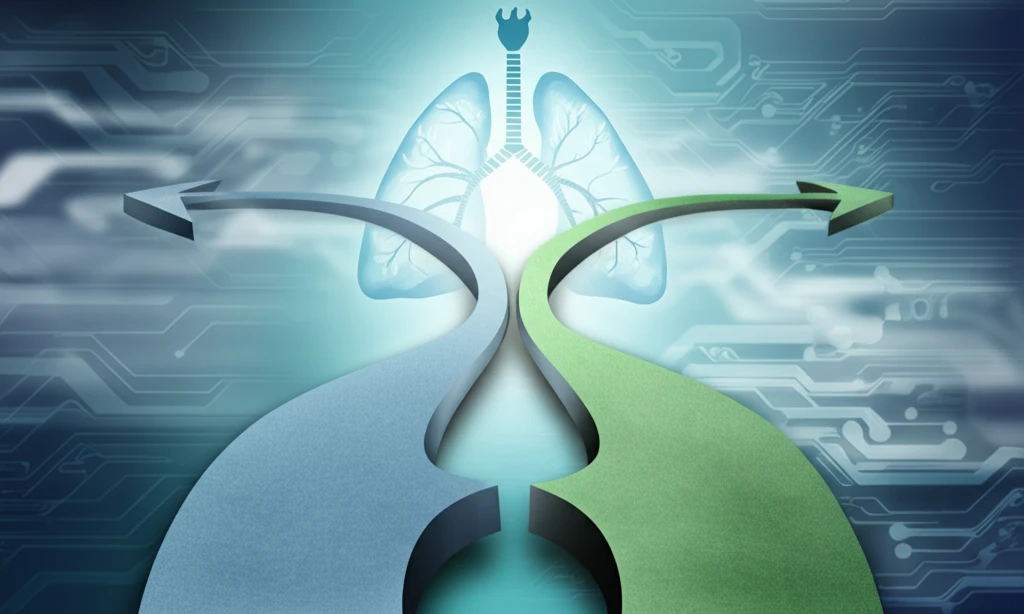 Pathway merging: Symbolizing the switch from one ALK inhibitor to another in lung cancer treatment.