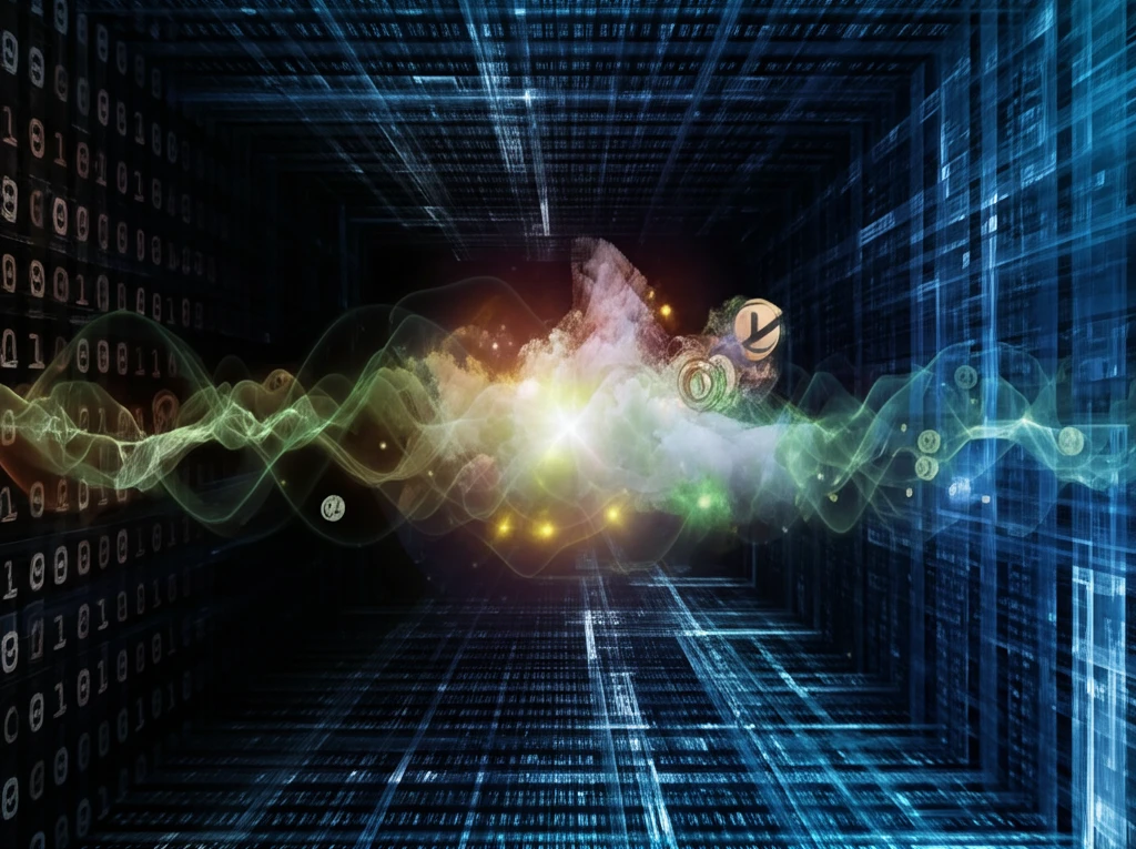 Data stream flowing into a secure vault, symbolizing incremental data processing and privacy.