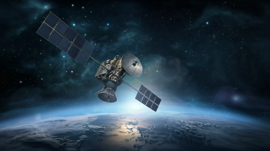 Satellite orbiting Earth with multiple imaging beams