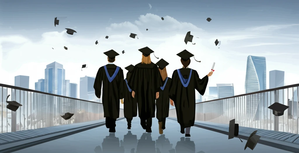 Graduates transitioning from university to successful careers.