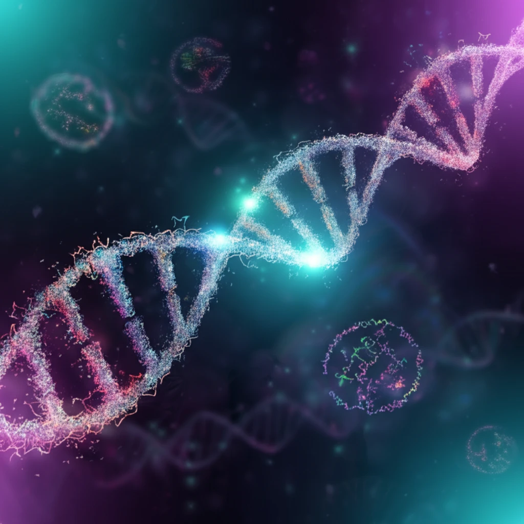 Abstract illustration of DNA strands with unnatural bases integrated.