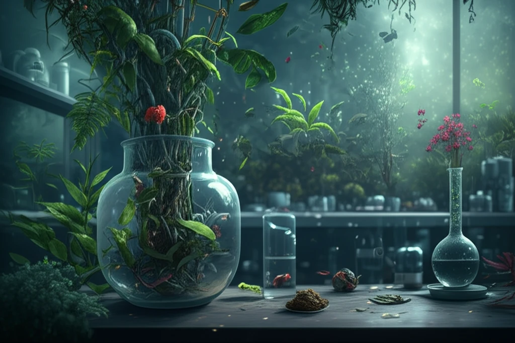 Brazilian rainforest merging into modern laboratory symbolizing integration of traditional knowledge and scientific research in herbal medicine.