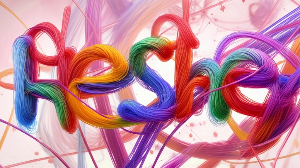 Abstract illustration of intertwined pronoun threads symbolizing the complexity of language.