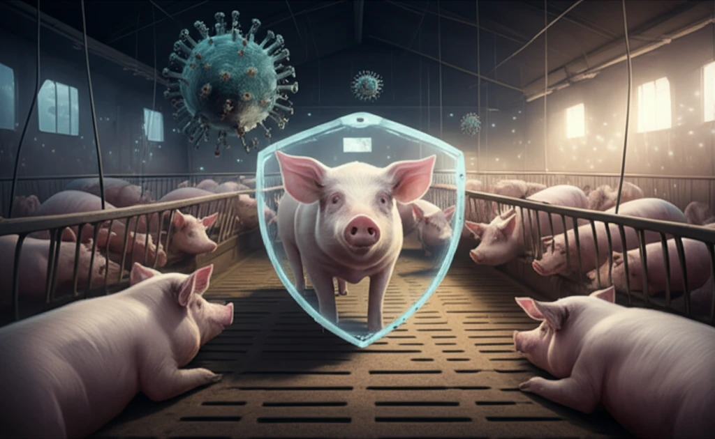 Healthy pigs protected from PRRSV by tilmicosin.