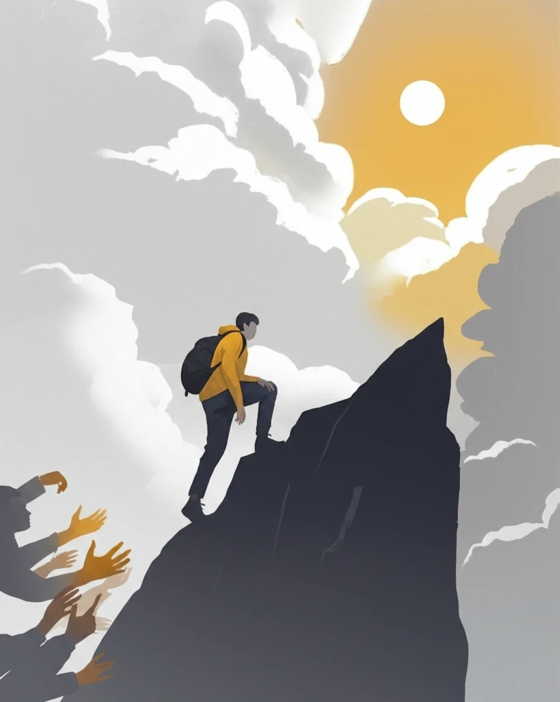 Symbolic illustration of back surgery recovery, showing support and motivation.