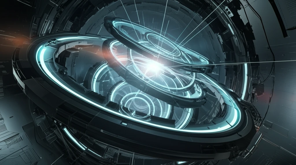Interconnected laser rings within a gyroscope, symbolizing precision and advanced navigation.