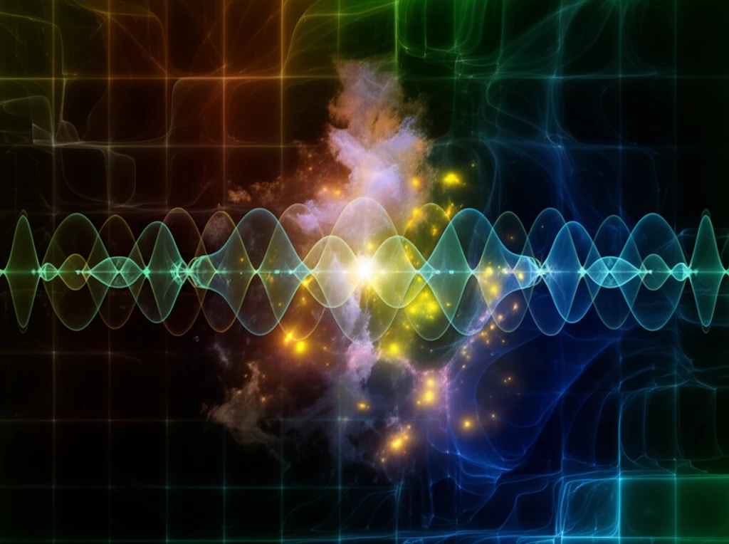 Surreal illustration of wave functions and electrostatic fields in a Schrödinger-Poisson system.