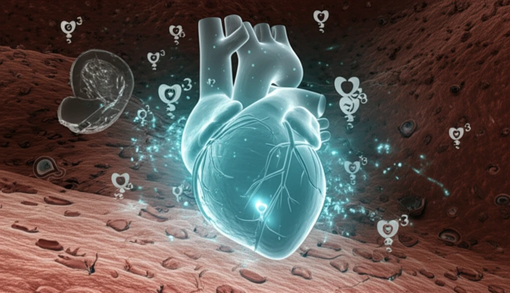 Protective glow surrounding a heart, symbolizing prevention of myocardial fibrosis.