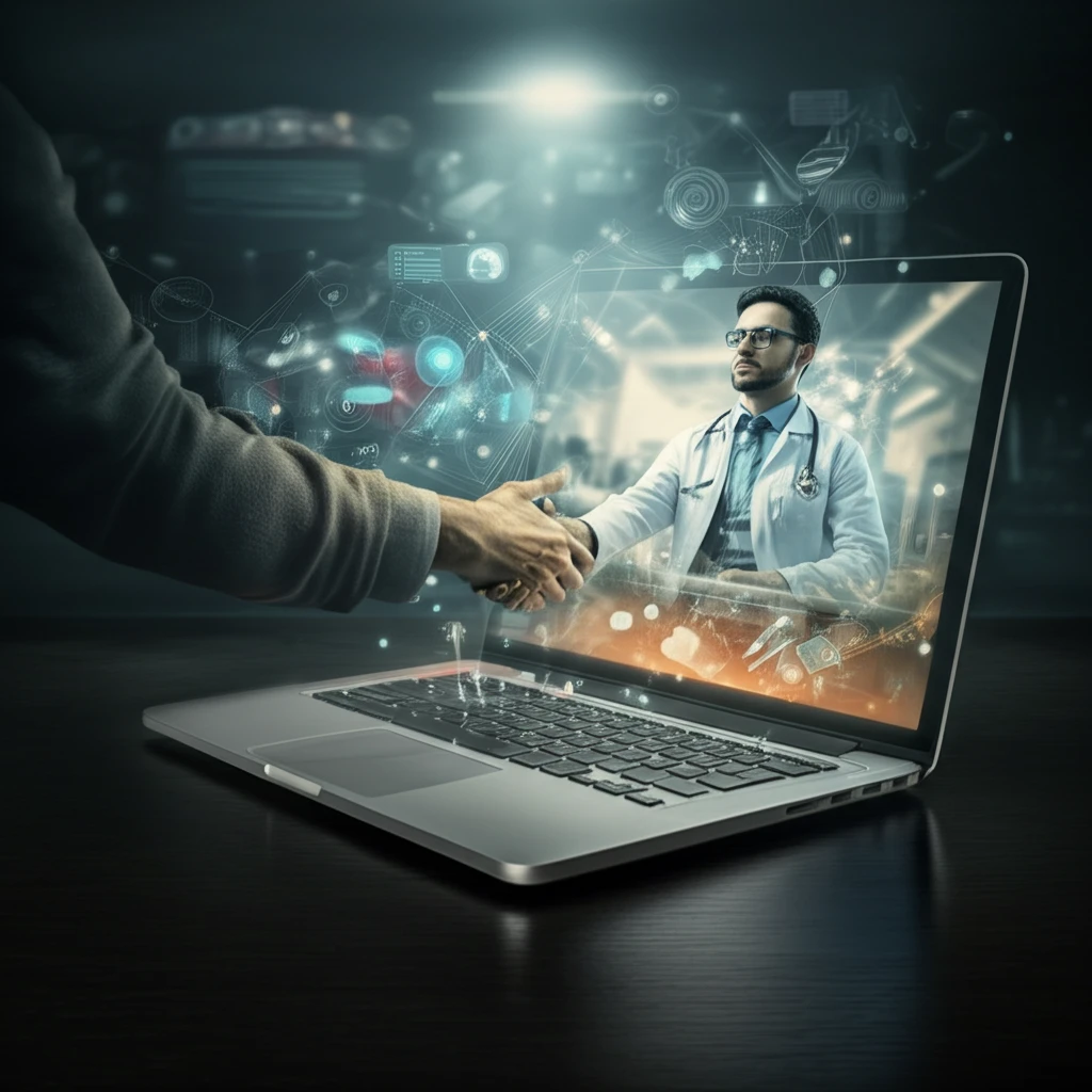 Doctor connecting with patient through online marketing.