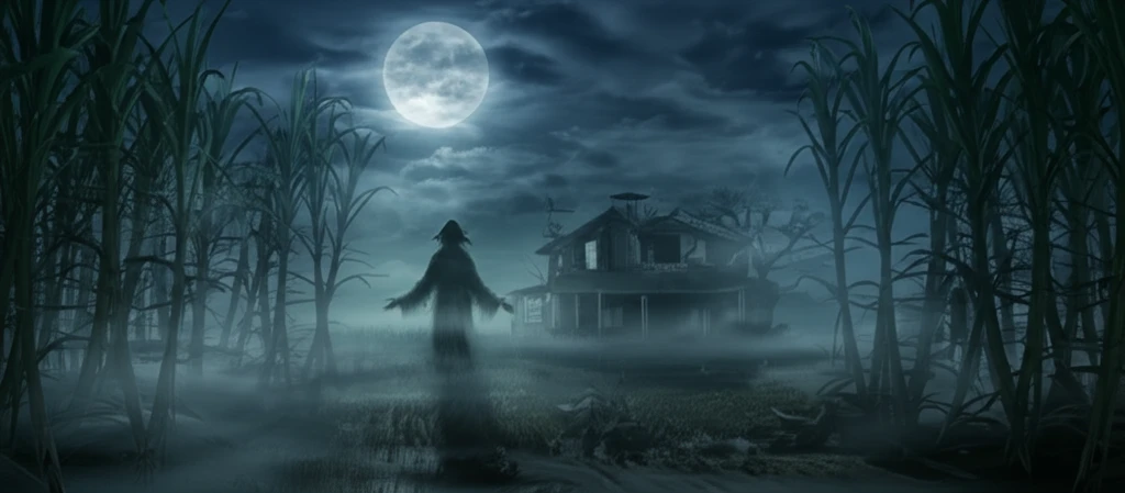 A ghostly figure emerges from sugar cane fields.