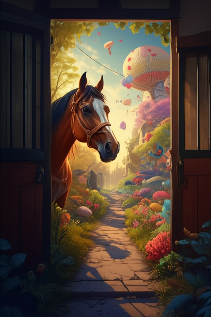 Horse looking out from stable into a world of social connection.
