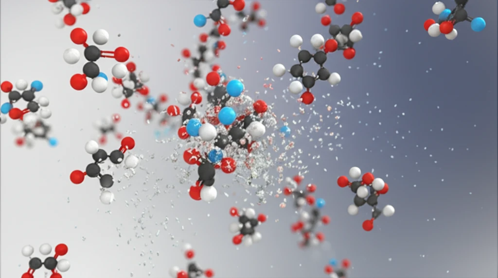 Valsartan molecules rapidly dissolving.
