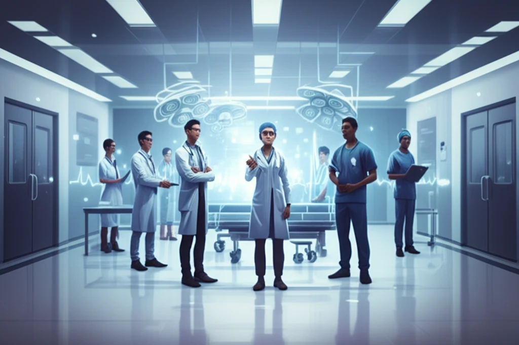 Diverse healthcare team collaborating effectively in a busy emergency room, symbolizing teamwork and patient care.