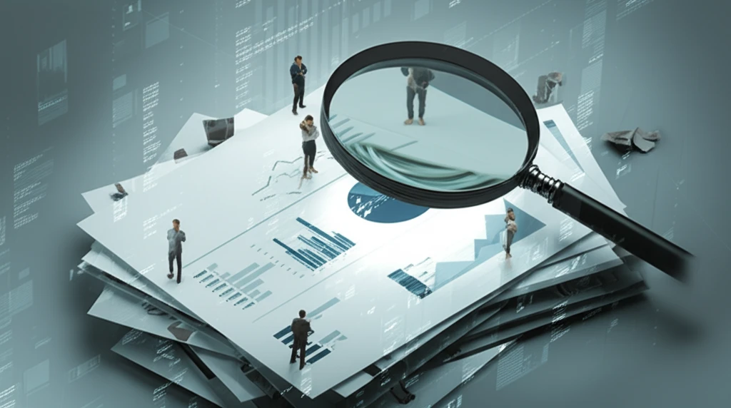 Conceptual image representing qualitative accounting research analyzing financial reports.