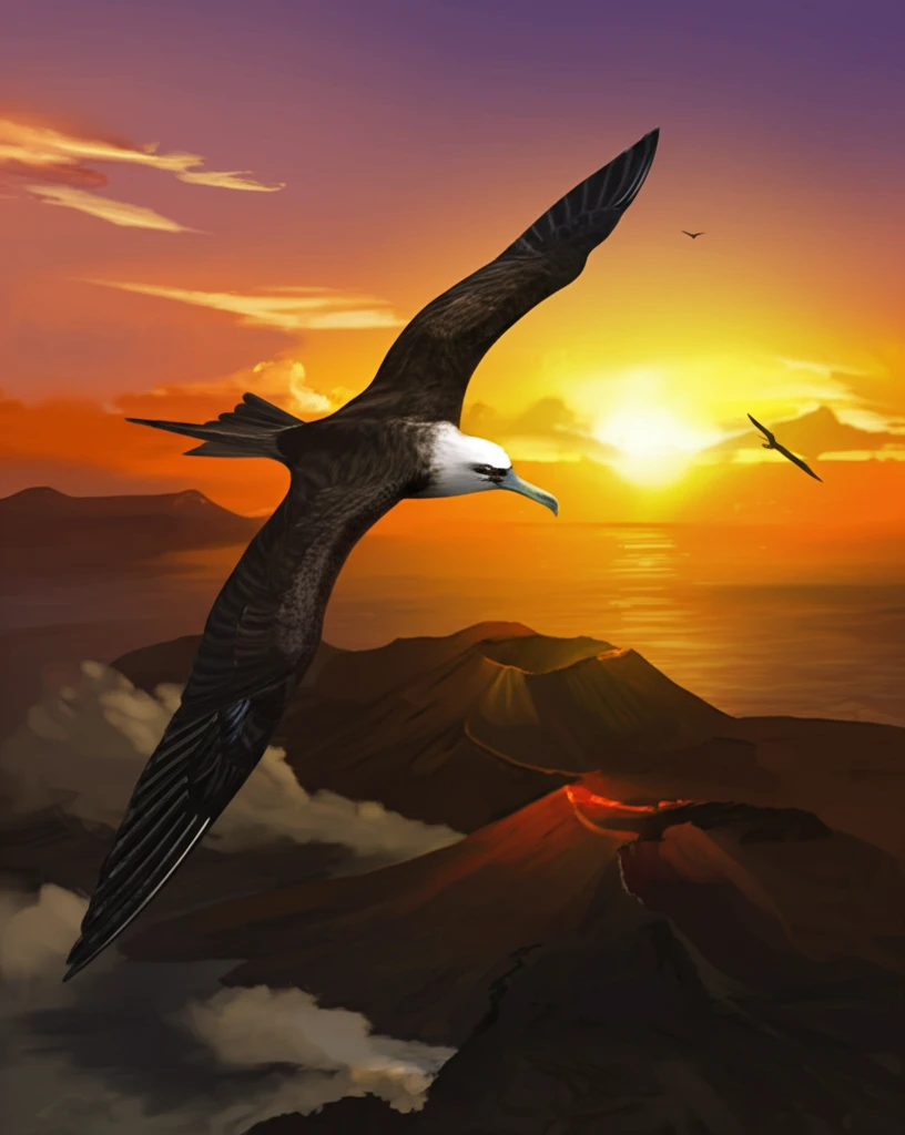 Ascension Frigatebird soaring over Ascension Island.