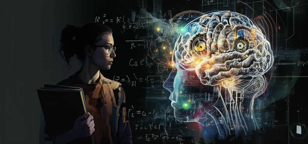 Surreal illustration of a student's mind representing physics HOTS