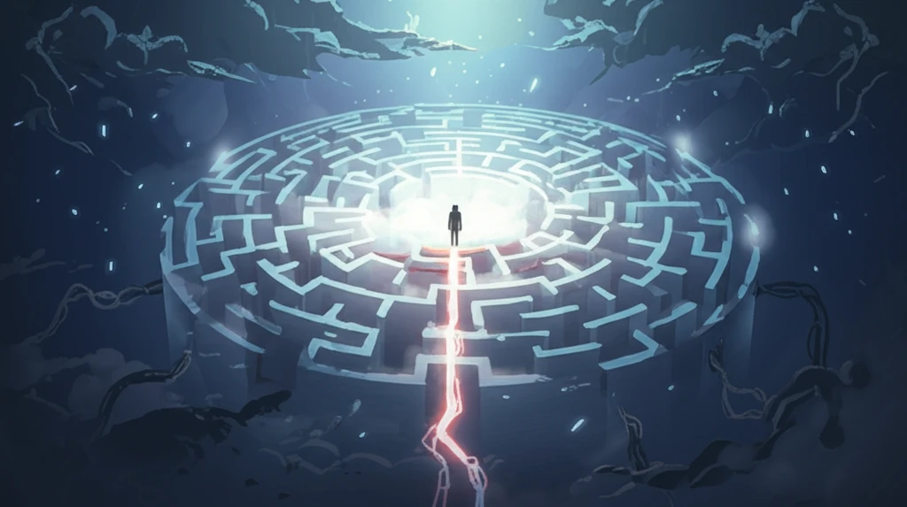 Surreal illustration of a labyrinthine brain representing the unconscious mind.