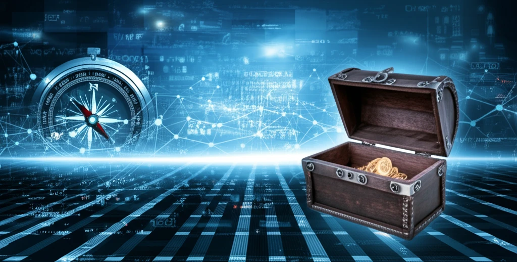 Interconnected Financial Market with Compass and Treasure Chest