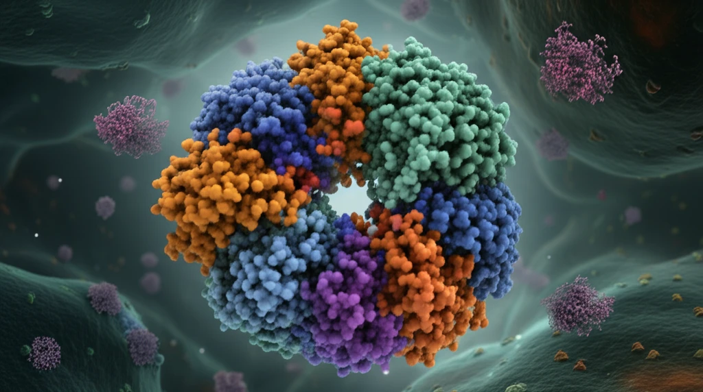 Molecular chaperones folding a protein.