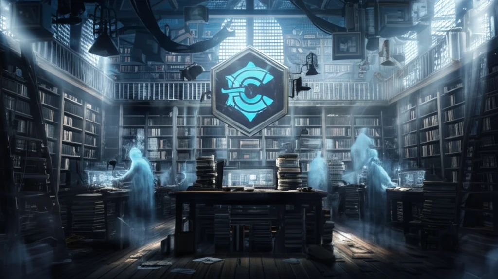 Surreal illustration of a ghostly library representing the influence of the Carnegie Corporation on social science.
