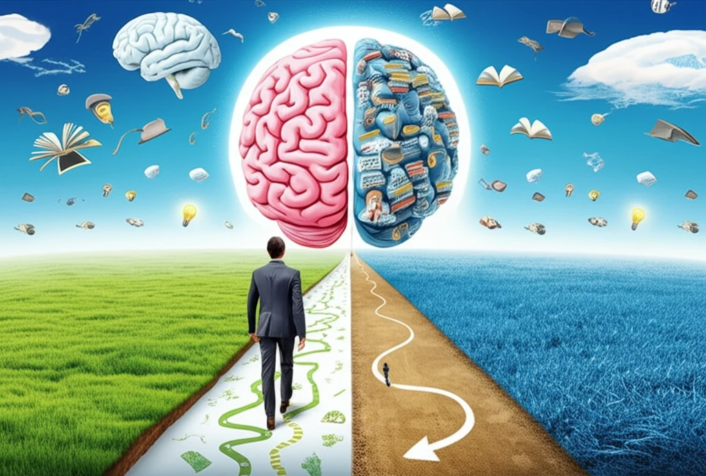Brain landscape with a vibrant path symbolizing stroke recovery.
