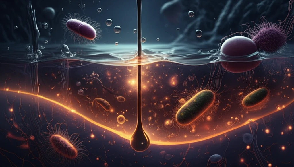 Microbial life thriving in an oil reservoir.