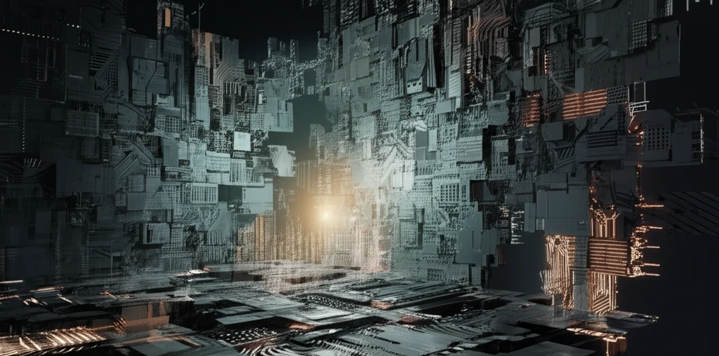 Surreal illustration of a circuit board transforming into a minimalist design, representing Model Order Reduction.