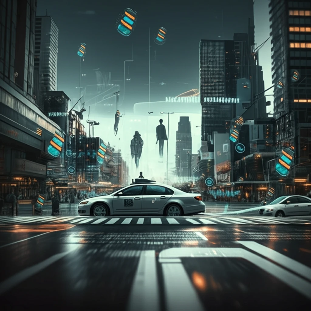 Abstract representation of self-driving car liability.