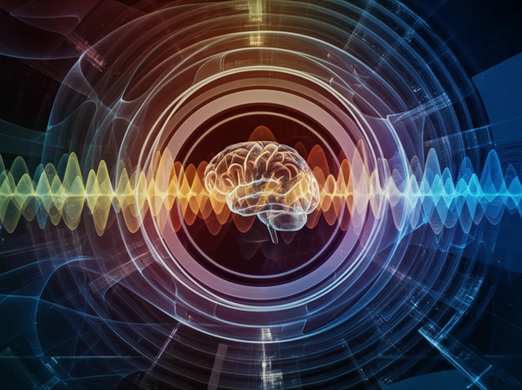 Stylized MRI machine creating a brain image