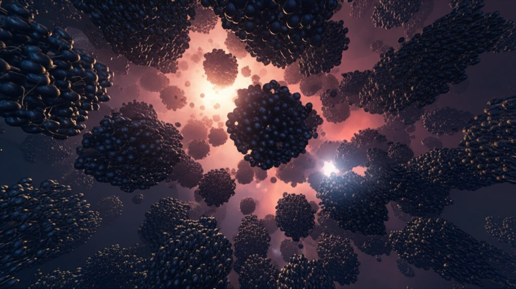 Atoms transforming within steel, digital illustration.