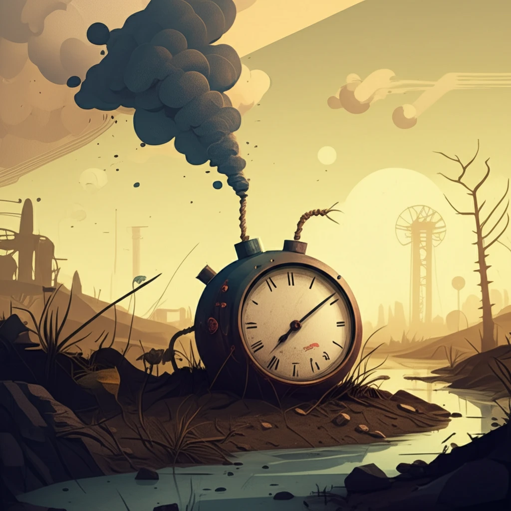 A ticking time bomb buried in contaminated soil, symbolizing the urgency of arsenic pollution.