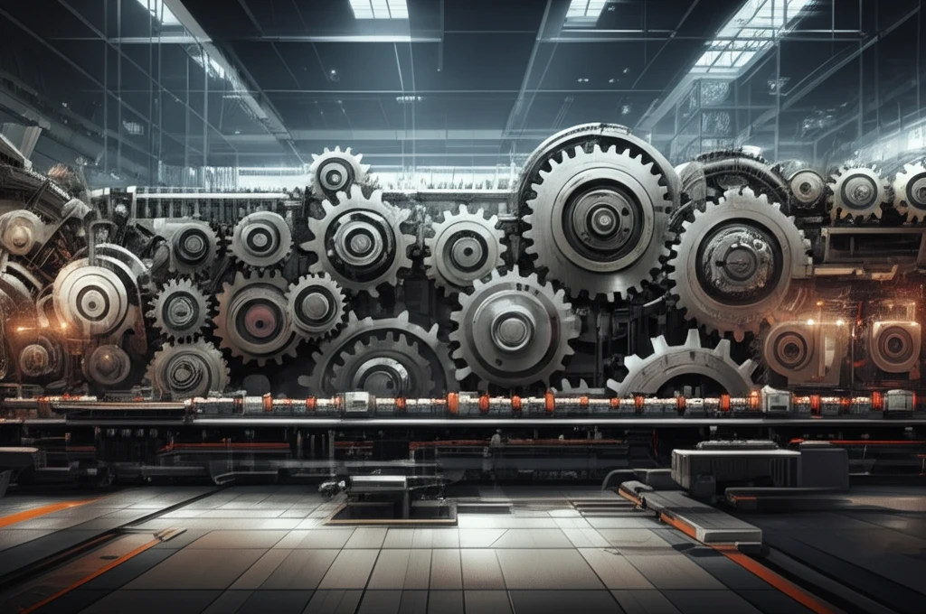 Optimized factory assembly line with interconnected gears.