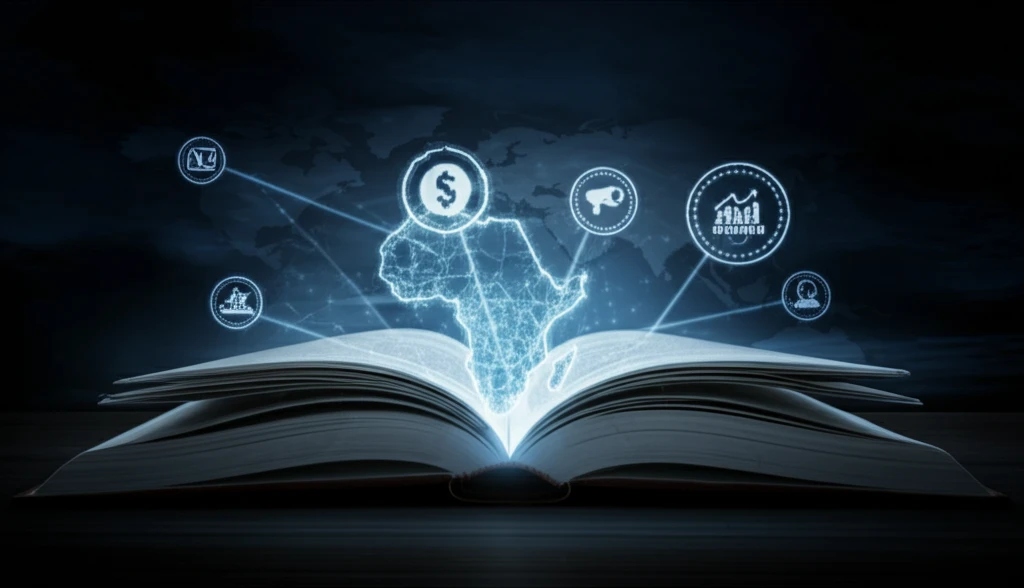 Open book over Africa, symbolizing transparency in microfinance.