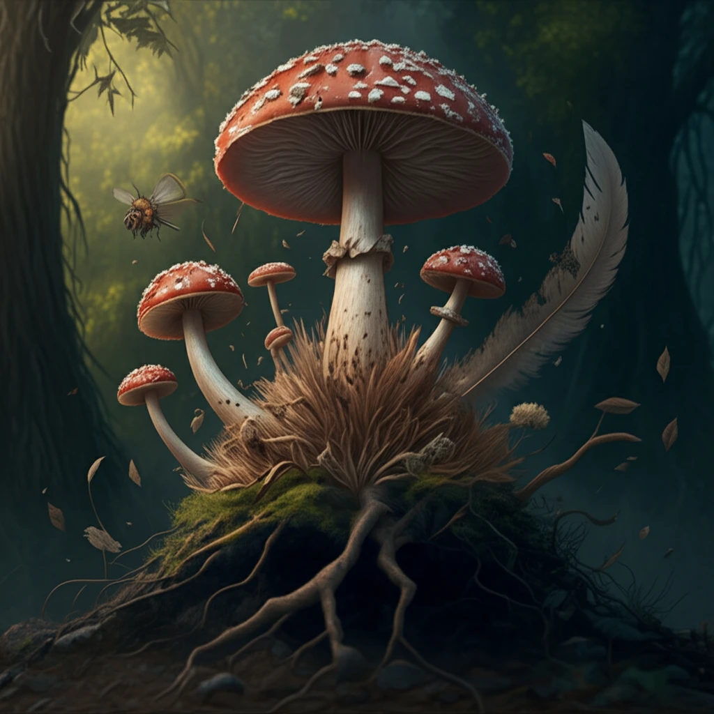Fungi transforming chicken feathers into biofuel.