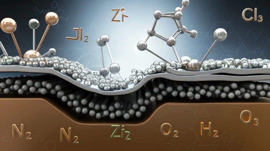 Microscopic view of aluminum surface being treated with zincate solution