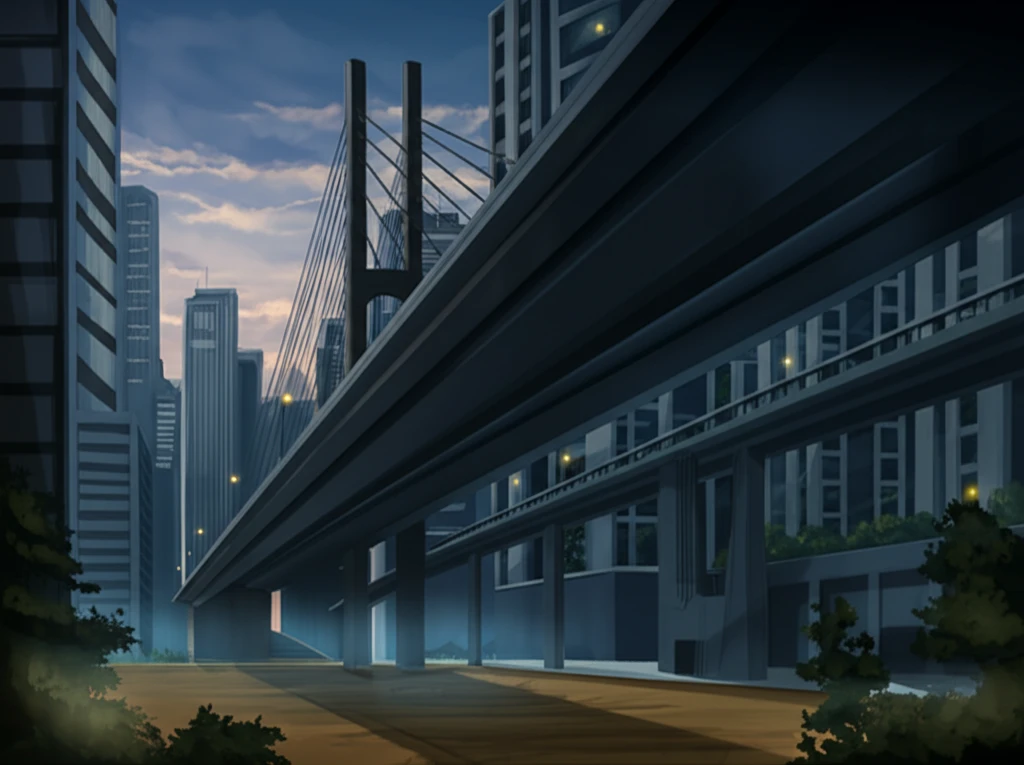 Futuristic cityscape featuring steel-concrete composite beam construction.